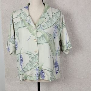 Tommy Bahama Multi Color Print Silk Short Sleeve Button Down Camp Shirt Sz L